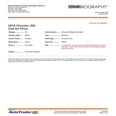 Herb  Chambers Autotrader Brochure