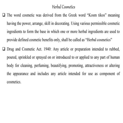 Herbal Cosmetics in Herbal Drug Technology