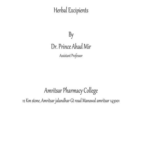 Herbal excipients in Herbal Drug Technology