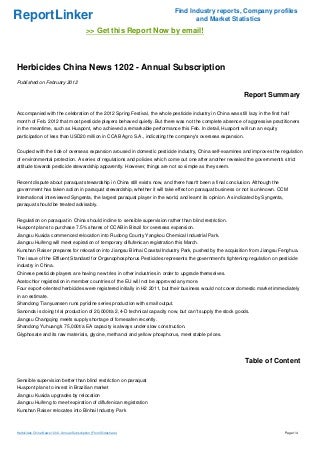 Herbicides China News 1202 - Annual Subscription