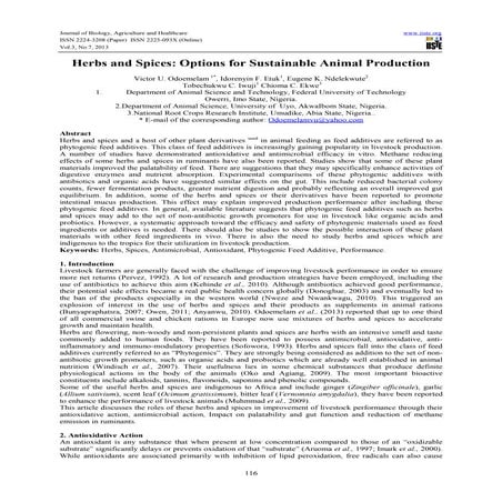 Herbs and spices options for sustainable animal production