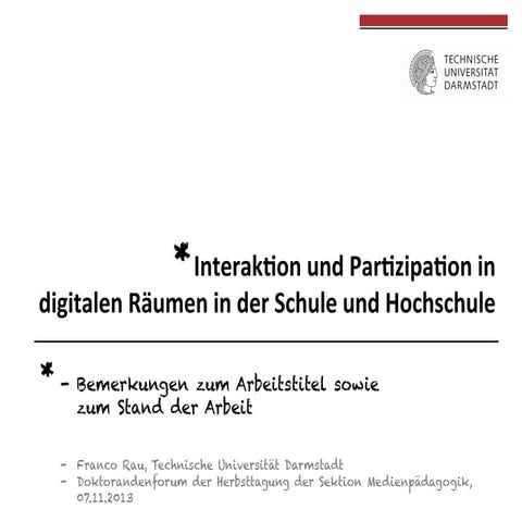Interaktion und Partizipation in digitalen Räumen in der Hochschullehre