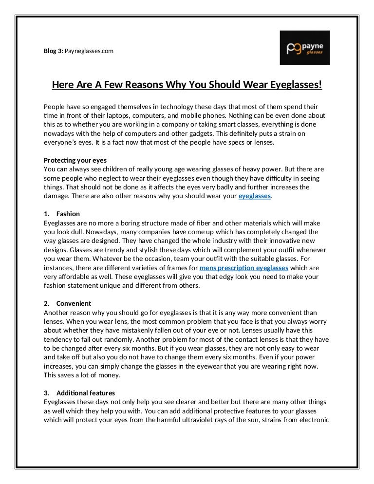 reasons to wear glasses