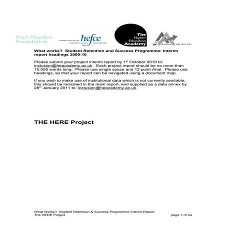 HERE Project interim report 2009 10
