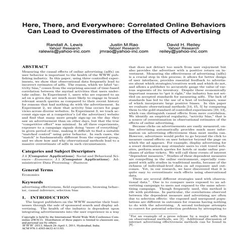 Here, there, and everywhere: Correlated online behaviors can lead to overesti...