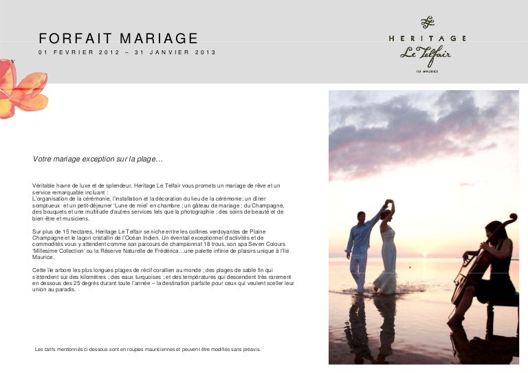 Forfait Mariage Ile Maurice