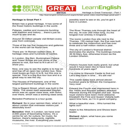 Heritage is great part 1   transcript