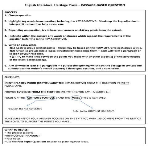 Unseen poem revision handout | PPTX