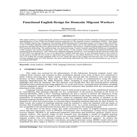 Functional English Design for Domestic Migrant Workers