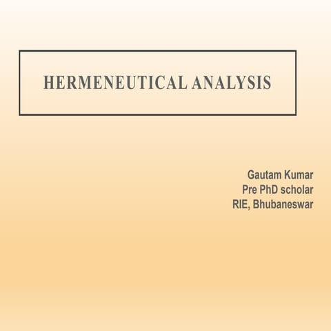 Hermeneutical Analysis