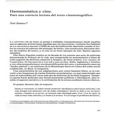 Hermeneutica y cine