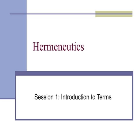 TH307 Hermeneutics and the exegetical worksheets