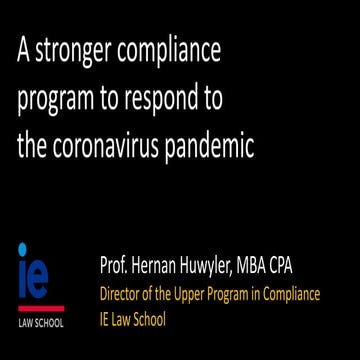 Hernan Huwyler Corporate Compliance During the Coronavirus Pandemic