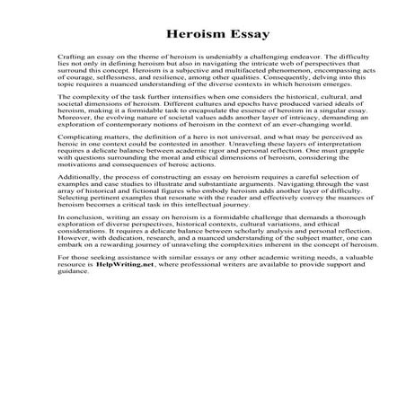 Heroism Essay. Southern Evangelical Seminary