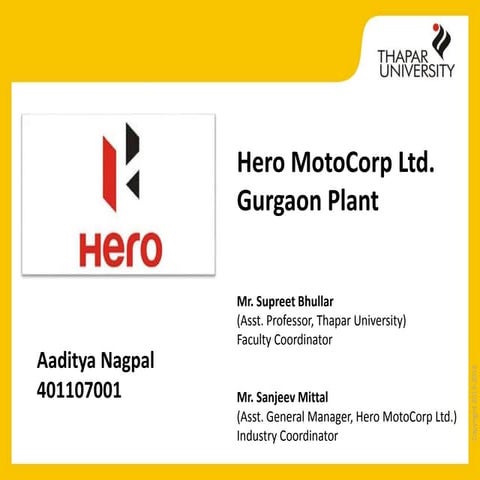 Indsutrial Training in Hero MotoCorp Ltd.