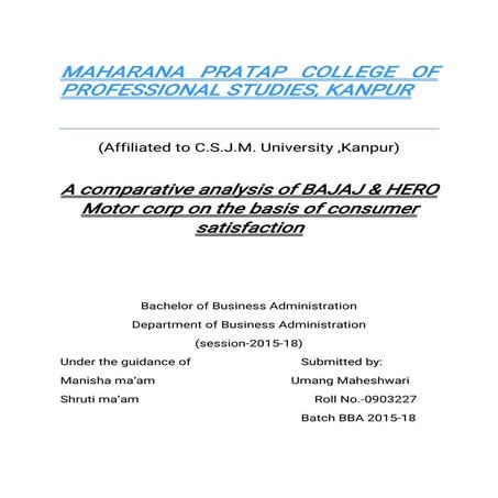 Project Report - Hero motocorp and bajaj pdf