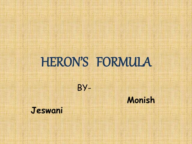 Class IX Heron's Formula | PPTX