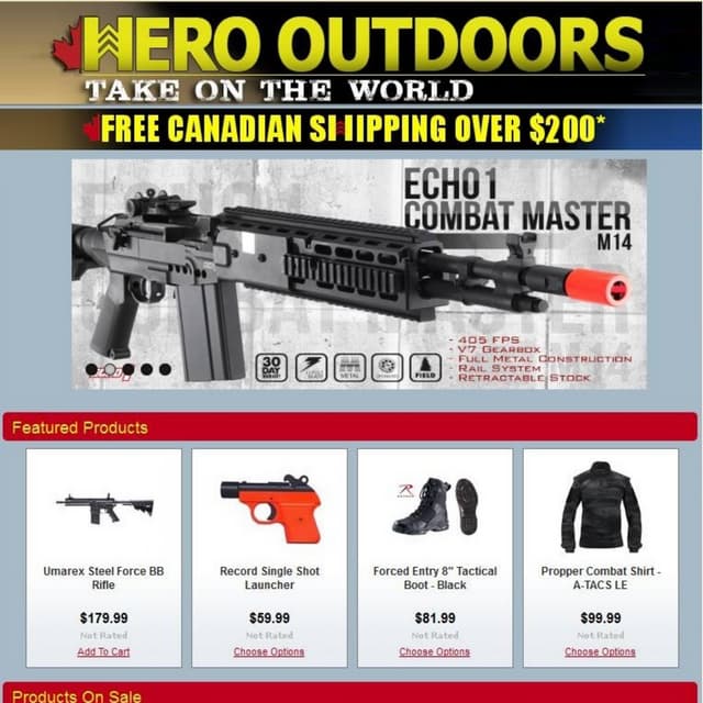 Hero outdoors airsoft guns canada