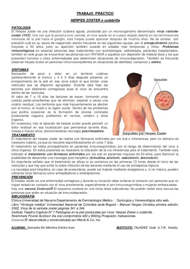 Herpes Zoster De Martino Emilce Www Institutotaladriz Com Ar