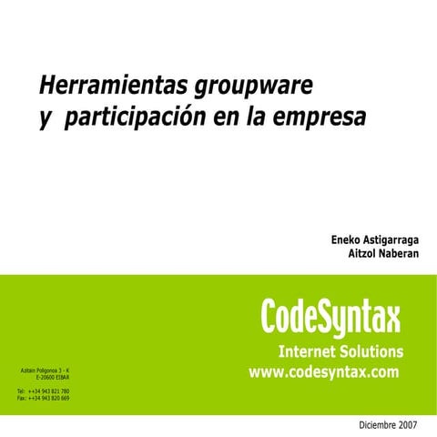 Herramientas groupware y de participación en la empresa