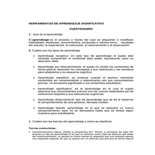 Herramientas de aprendizaje significativo