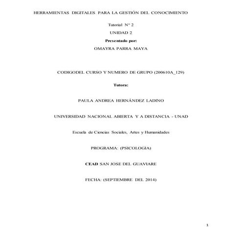 Herramientas digitales tutorial N° 2. Omayra Parra