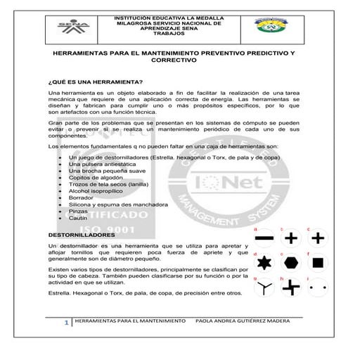 Herramientas para el mantenimiento