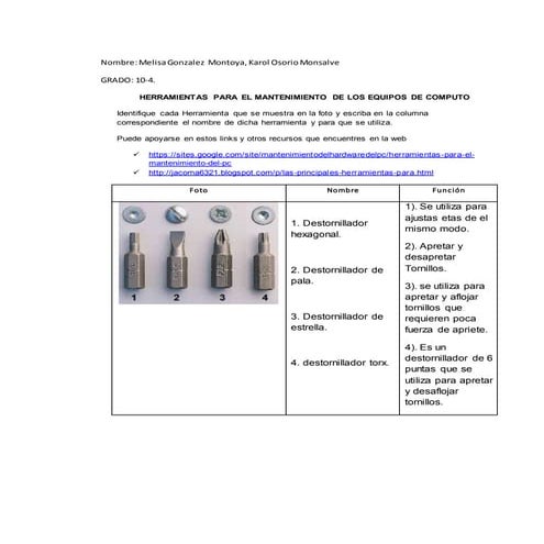 HERRAMIENTAS PARA REALIZAR MANTENIMIENTO