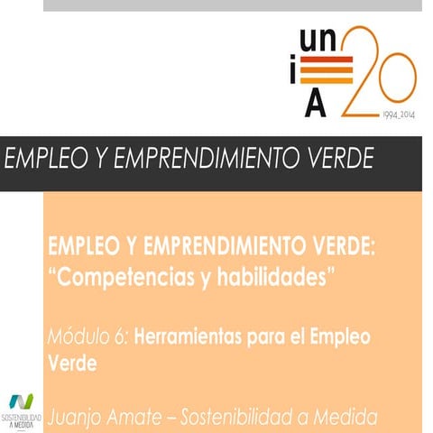 Herramientas profesionales para el empleo verde, rrrss y financiación · soste...