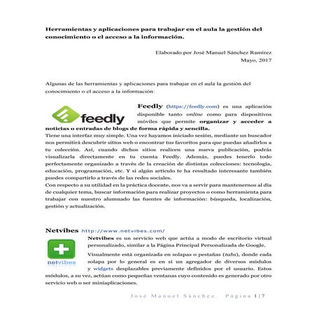 Herramientas y aplicaciones para trabajar en el aula la gestión del conocimie...