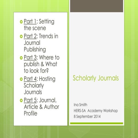 HERS SA Academy 8 September 2014: Workshop on Scholarly Journals