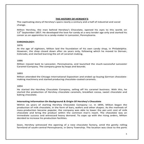 Project Report: Hershey's