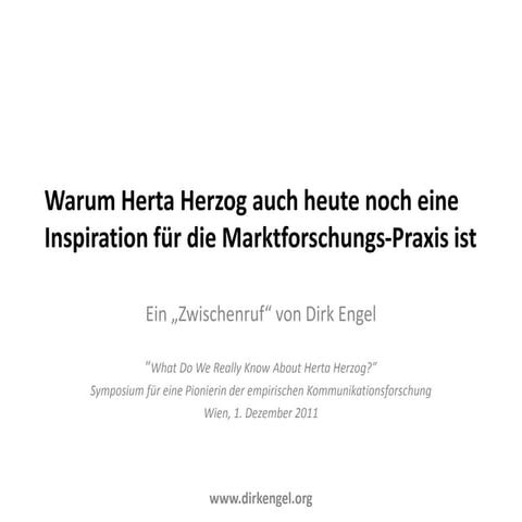 Herta Herzog - eine Inspiration für die Marktforschungs-Praxis