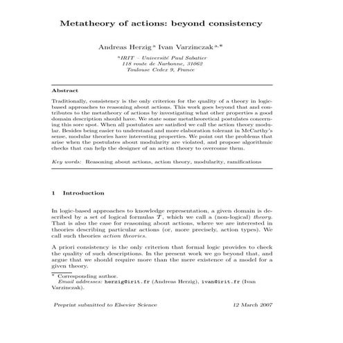 Meta-theory of Actions: Beyond Consistency