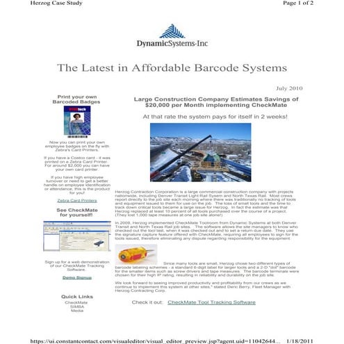 Herzog Saves $20,000/month With CheckMate Barcode Tracking Software