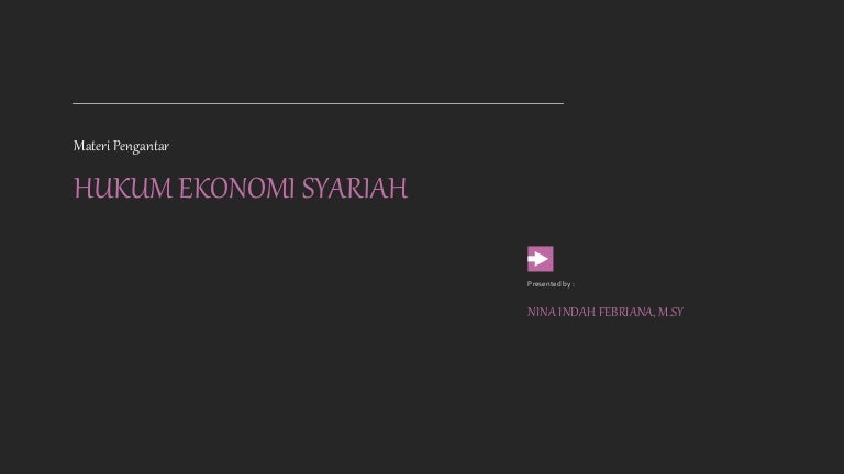 Pengantar Hukum Ekonomi Syariah