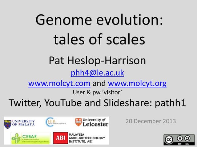 Genome evolution - tales of scales DNA to crops,months to billions of years, chromosomes to ecosystems