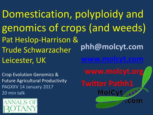 Domestication, polyploidy and genomics of crops #PAGXXV Heslop-Harrison