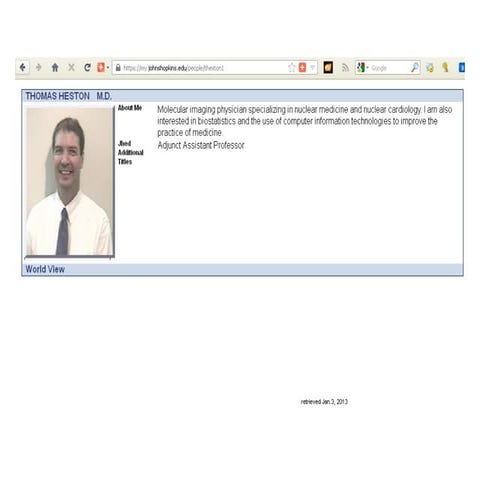 Thomas Heston MD - Johns Hopkins Faculty Profile