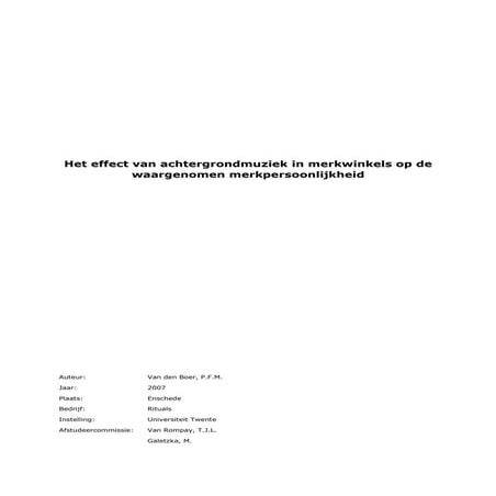 Onderzoek: Effect van achtergrondmuziek in merkwinkels op de waargenomen merkpersoonlijkheid