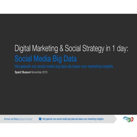Het gebruik van social media big data als basis voor marketing insights - Digital Marketing & Social Strategy in 1 Day - Spant Bussum - 19 november 2015