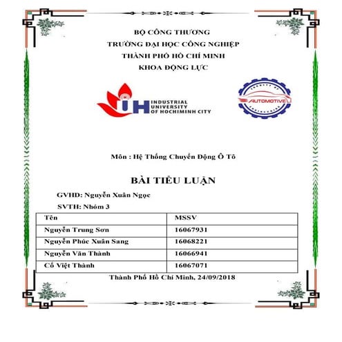 Đề tài: Hệ thống lái trợ lực thủy lực, HAY, 9đ