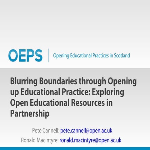 Blurring boundaries through open up educational practice