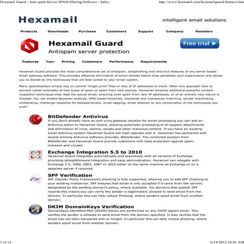 Hexamail guard   anti-spam server spam filtering software - index