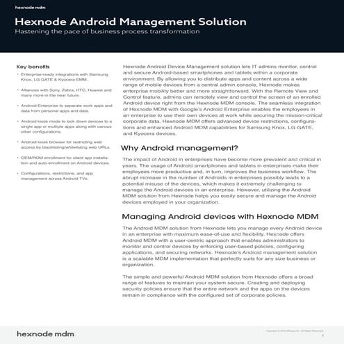 Hexnode Android Management solution
