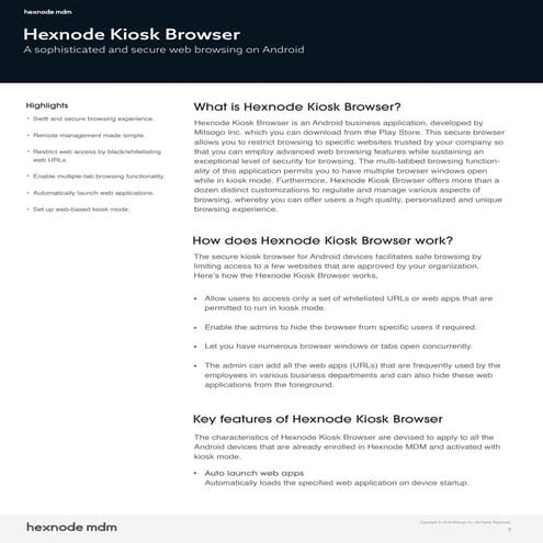Hexnode Kiosk Solution | PDF