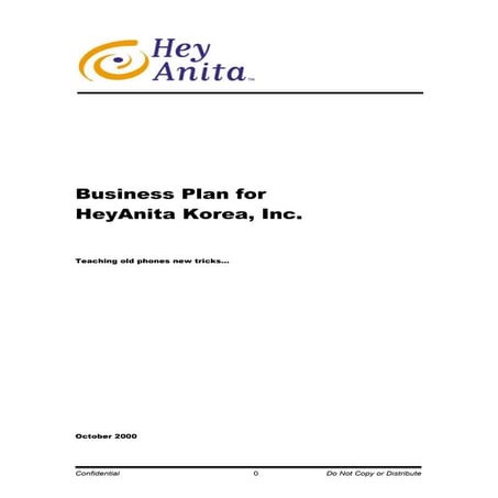 HeyAnita Korea Business Plan 2000