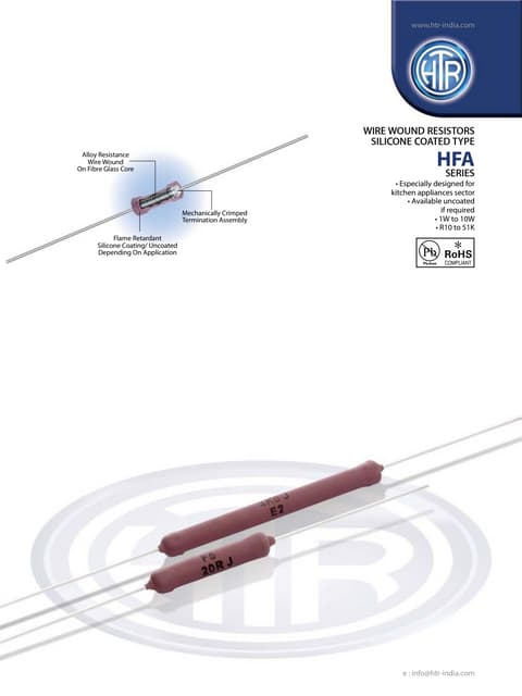 HTR India - Products - Wire Wound Resistors - Silicone Coated Resistors - HFA...