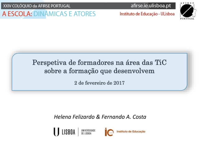 Perspetiva de formadores na área da...