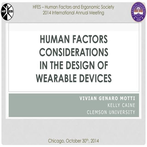 Human Factors Considerations in the Design of Wearable Devices